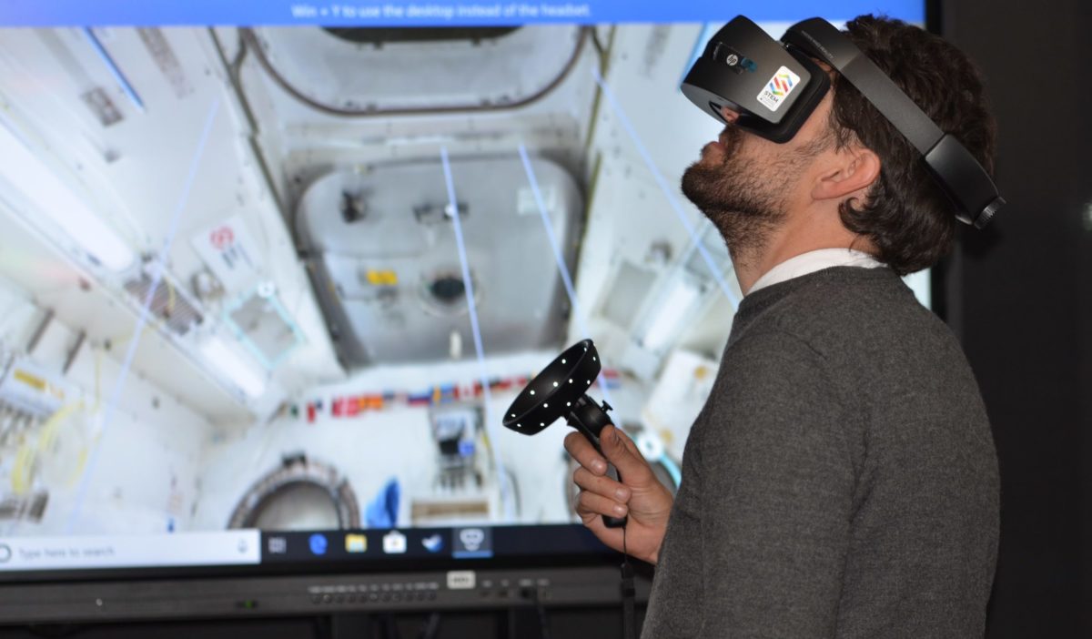 A man using VR